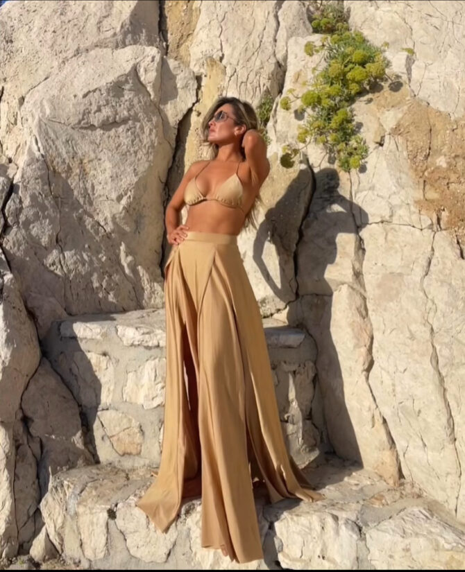 Split Maxi Skirt - Gold