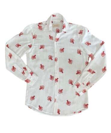 Crimson Octopus Linen Shirt