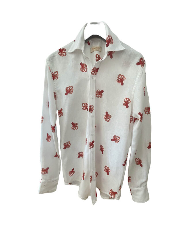 Crimson Octopus Linen Shirt