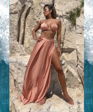 Split Maxi Skirt - Peach Fush