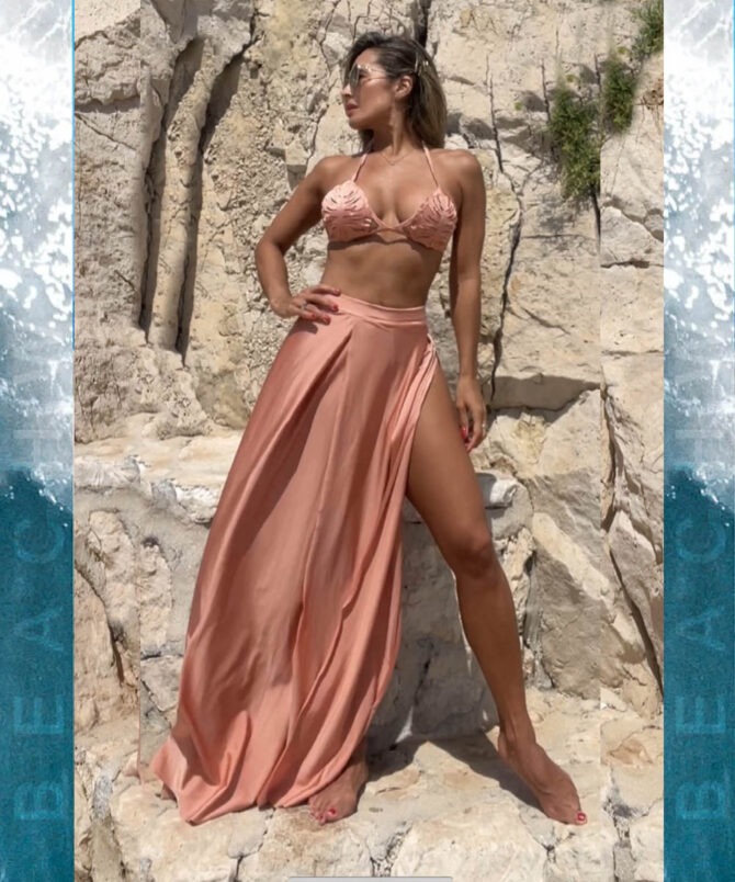 Split Maxi Skirt - Peach Fush